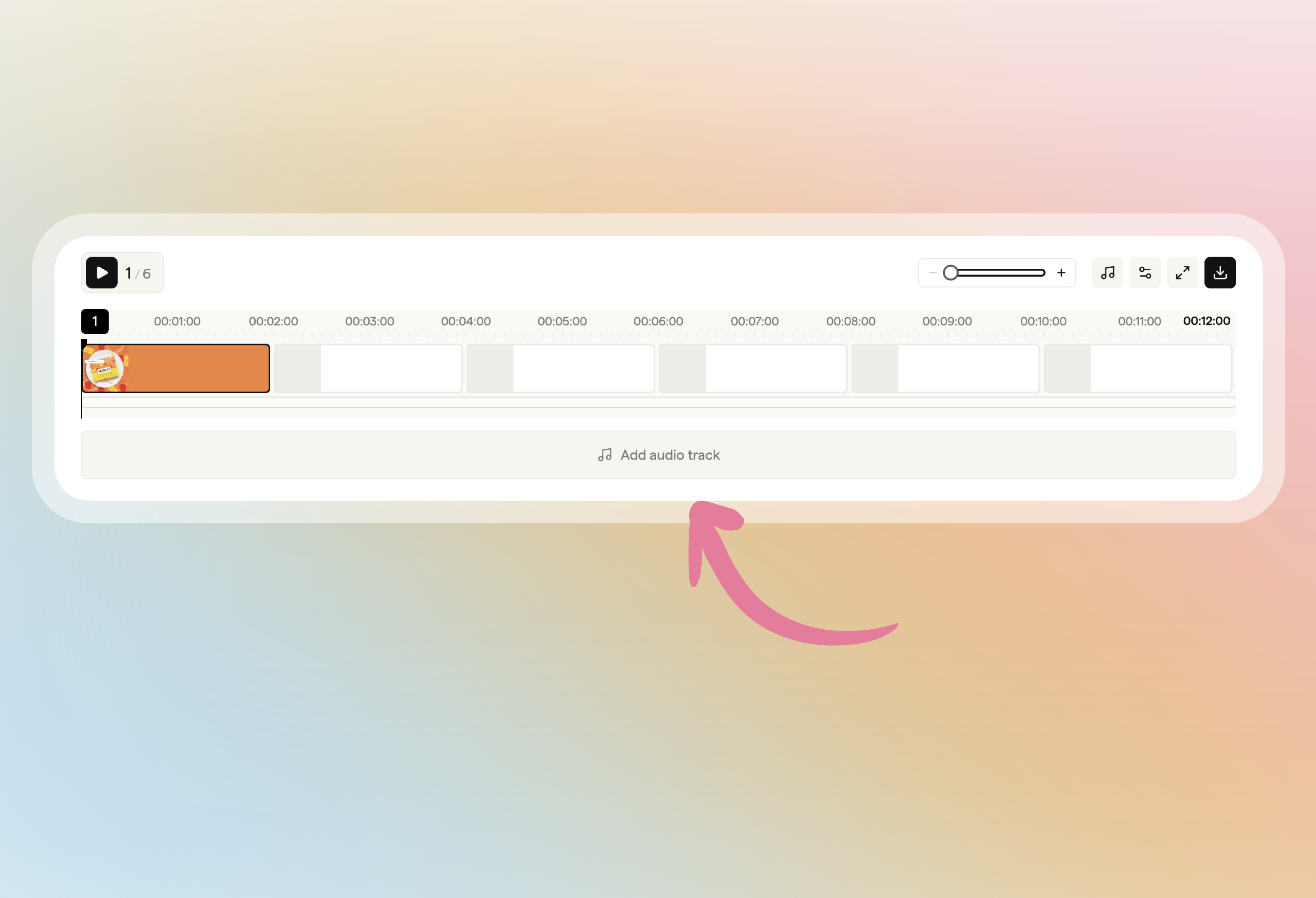 Add audio track button below the animatic timeline